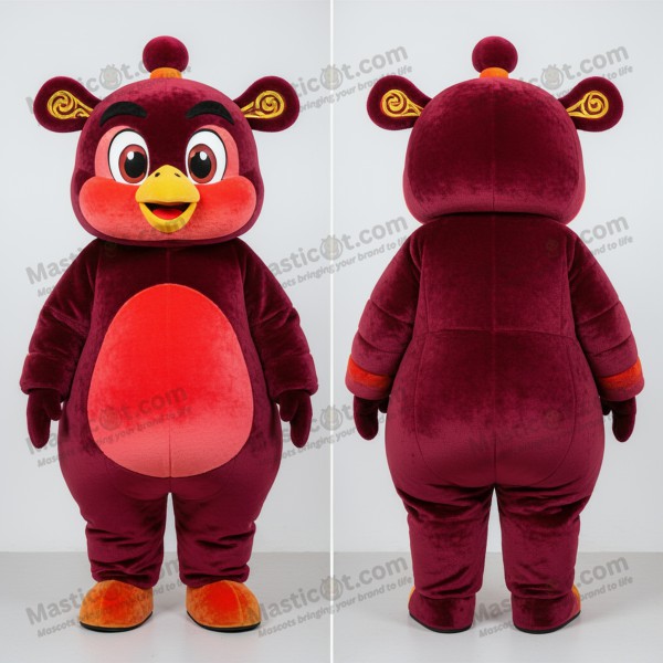 Maroon plush mandarin mascot - Masticot.com