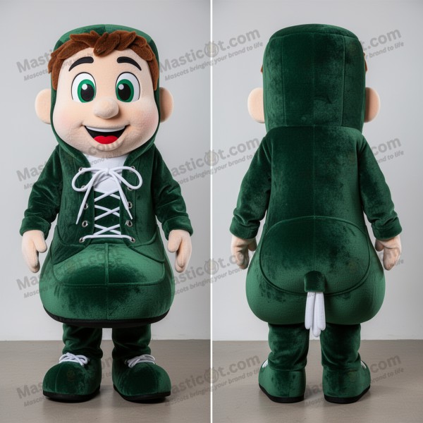 Forest green rounded irish dancing shoes mascot -