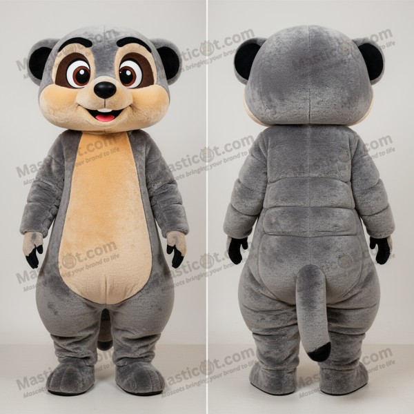 Velvety gray expressive meerkat mascot - Masticot.com