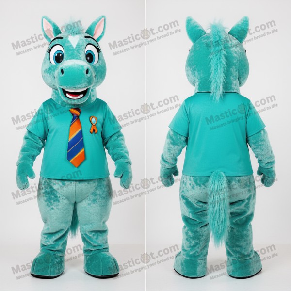 Turquoise velvety mare mascot - Masticot.com