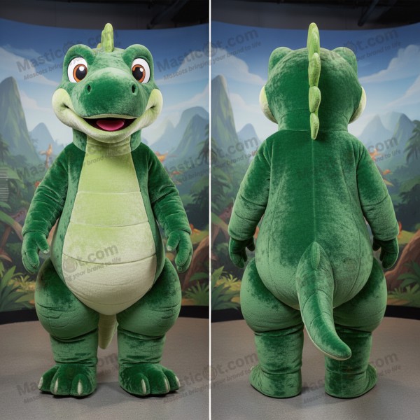 Forest green frilled iguanodon mascot - Masticot.com