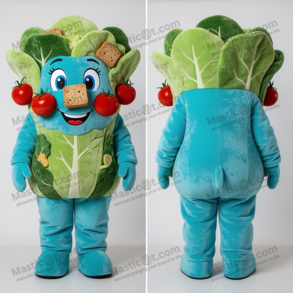 Cyan vibrant caesar salad mascot - Masticot.com