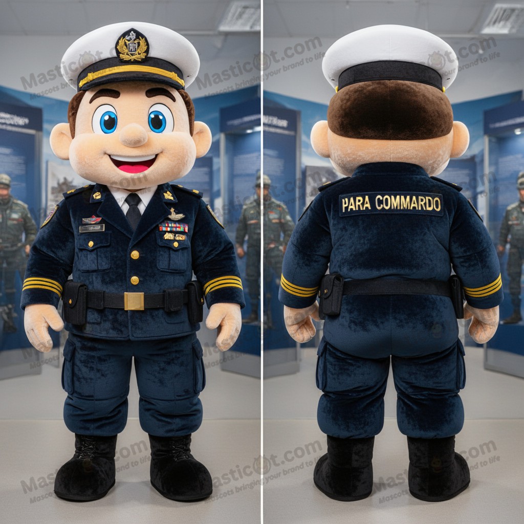 Navyblå heroisk para-commando maskot - Masticot.com