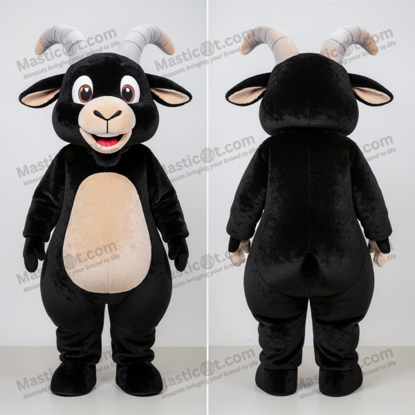 Ebony black rounded goat mascot - Masticot.com