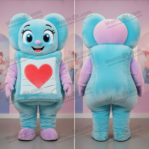 Cyaan Hartvormige Liefdesbrief Mascotte - Masticot.com