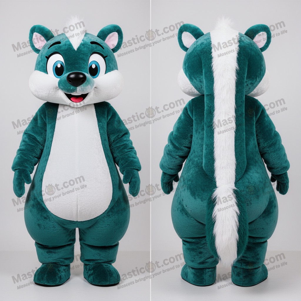 Teal broad striped skunk mascot - Masticot.com