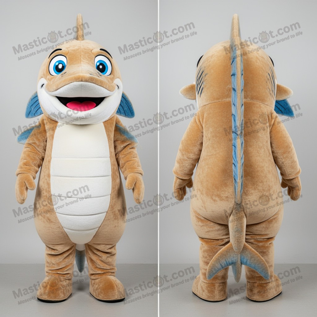 Tan rounded barracuda mascot - Masticot.com