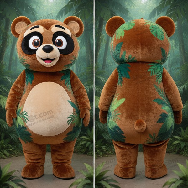 Orange Brown Cuddly Spectacled Bear Mascot - Masticot.com