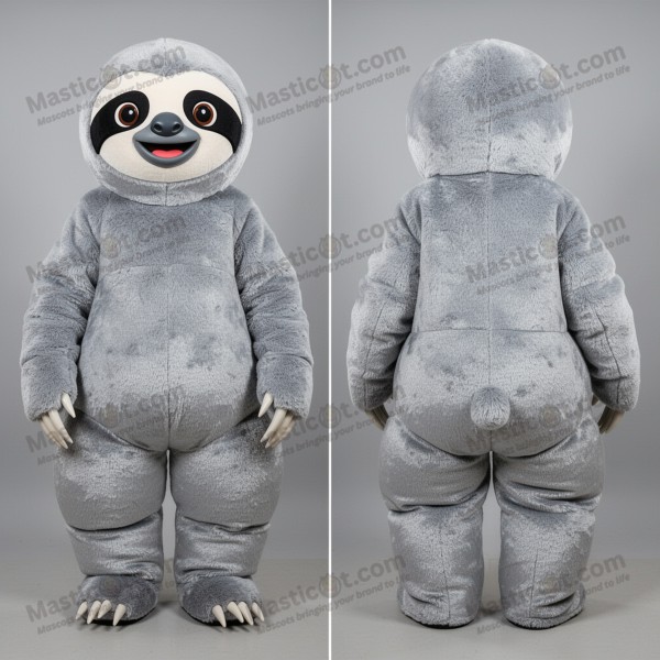 Silvery broad shouldered giant sloth mascot - Masticot.com