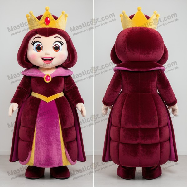 Maroon velvety queen mascot - Masticot.com