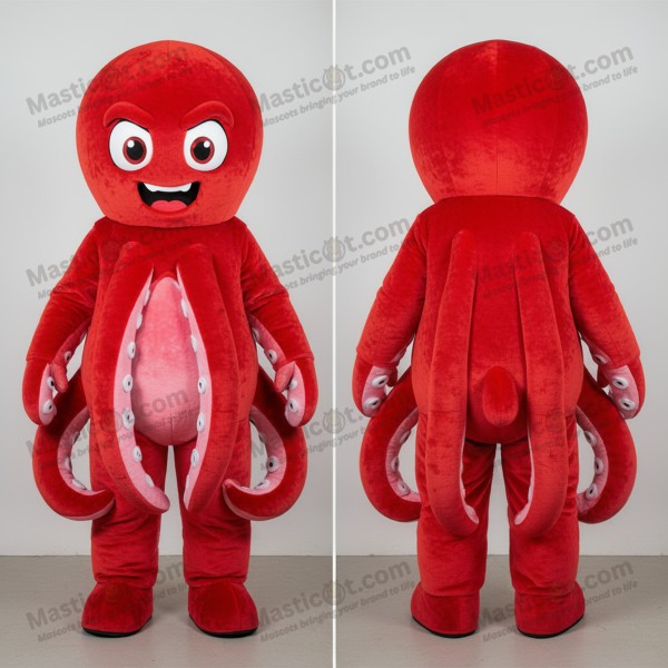 Crimson Cartoon Kraken Mascot - Masticot.com