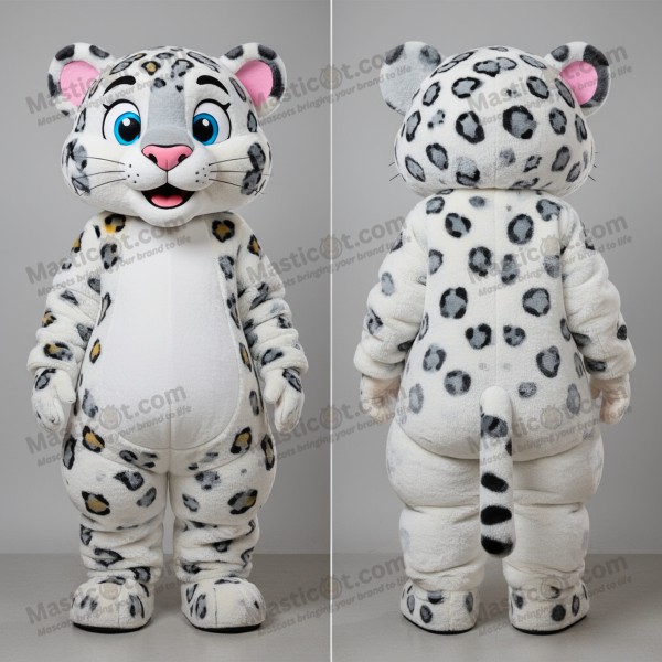 Ivory white broad shouldered leopard mascot - Masticot.com