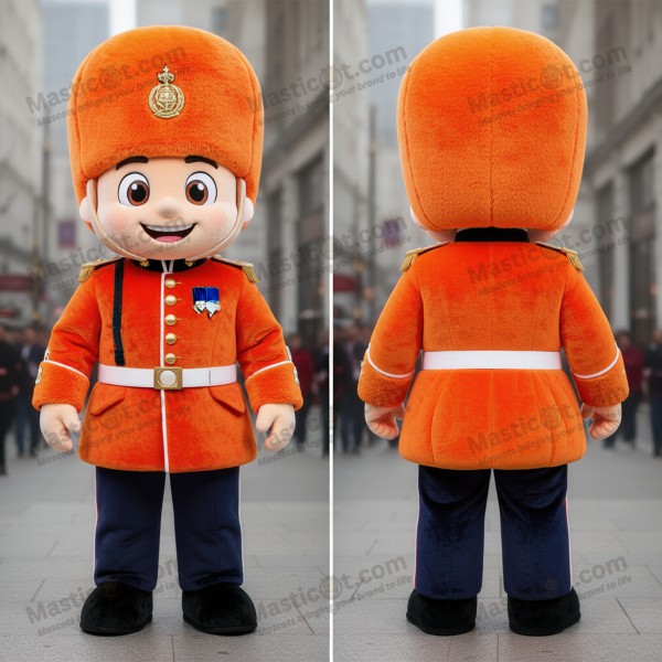 Orange regal british royal guard mascot - Masticot.com