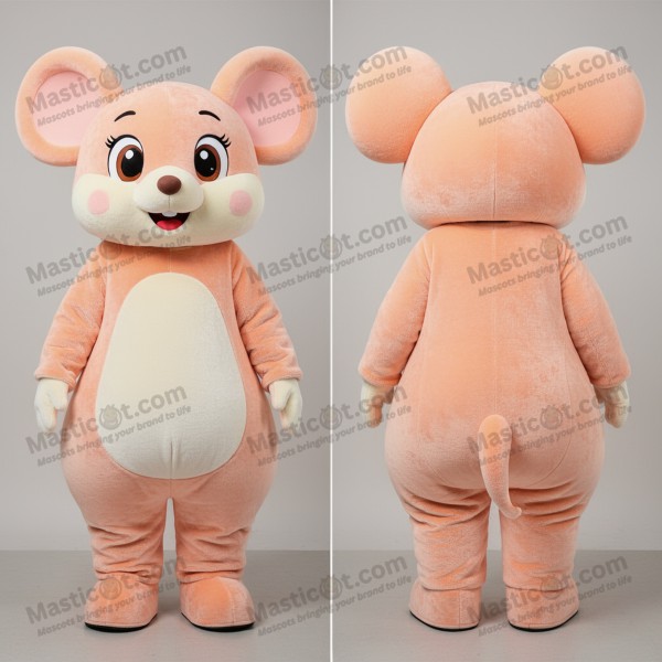 Hravá myška maskot v sametově broskvové barvě - Masticot.com
