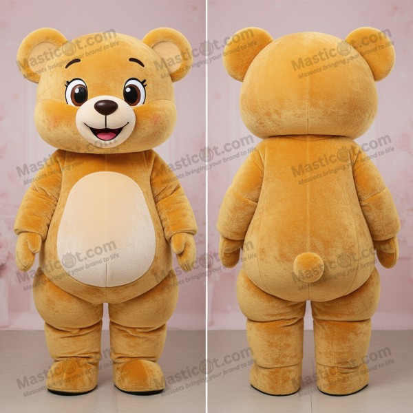 Golden velvety teddy bear mascot - Masticot.com