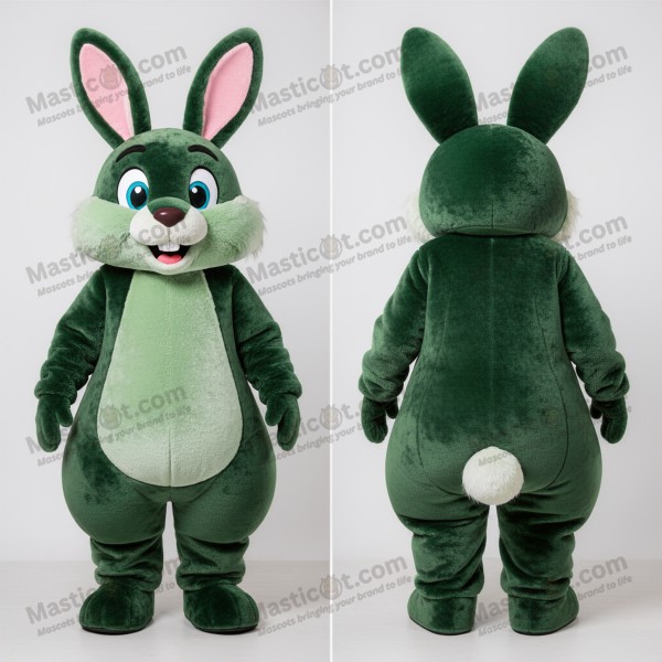 Forest green velvety wild rabbit mascot - Masticot.com