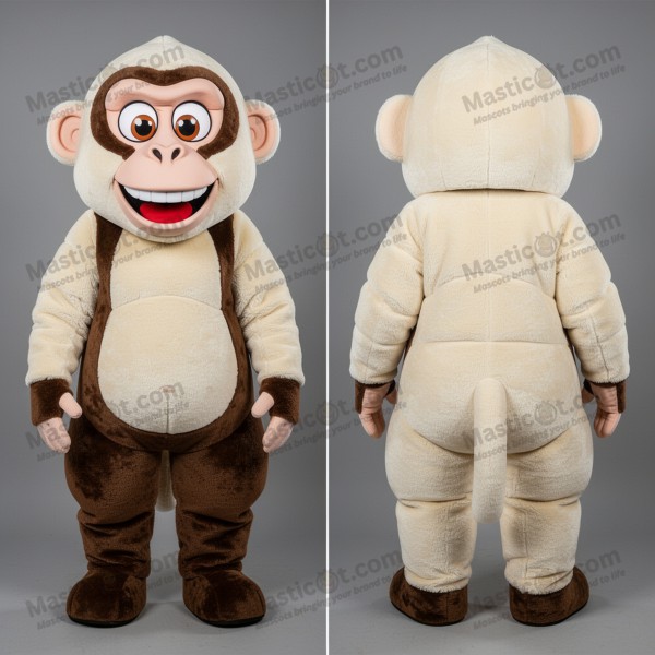 Cream brown playful baboon mascot - Masticot.com