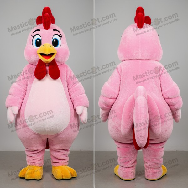 Mascotă cocoș cu pene roz - Masticot.com