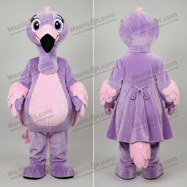 Lavender plush flamingo mascot - Masticot.com