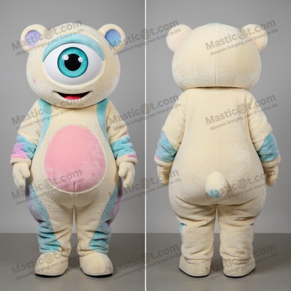 Cream padded oversized cyclops mascot - Masticot.com