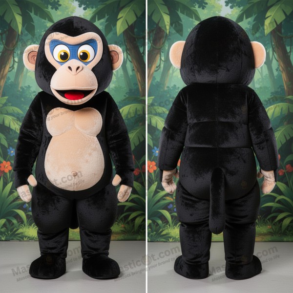Velvety black broad shouldered baboon mascot - Masticot.com