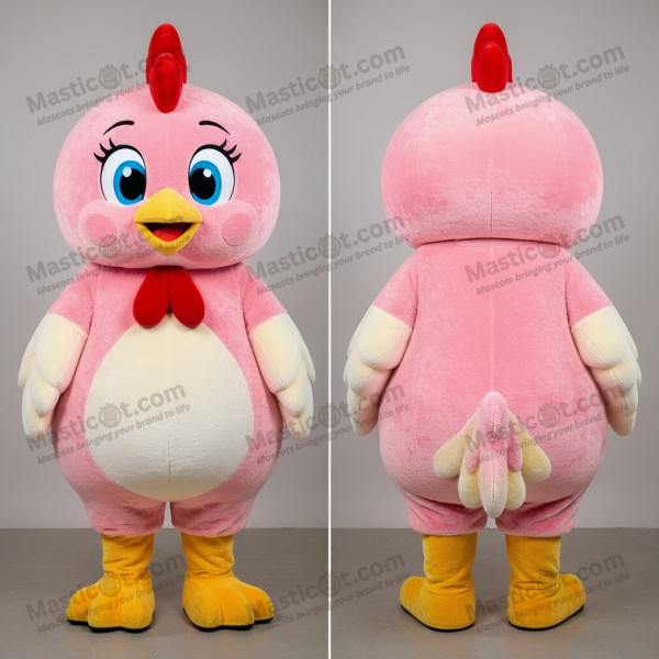 Peach fluffy chicken mascot - Masticot.com