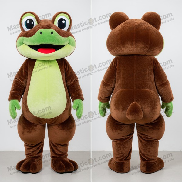 Brown plush friendly frog mascot - Masticot.com