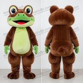 Brown plush friendly frog mascot - Masticot.com