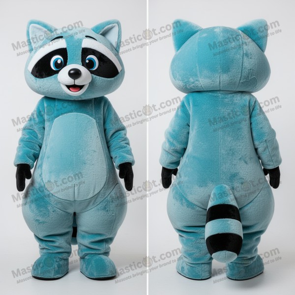Cyan playful raccoon mascot - Masticot.com