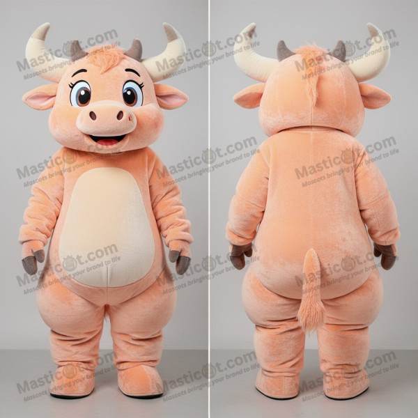 Peach velvet minotaur mascot - Minotaur - Masticot.com