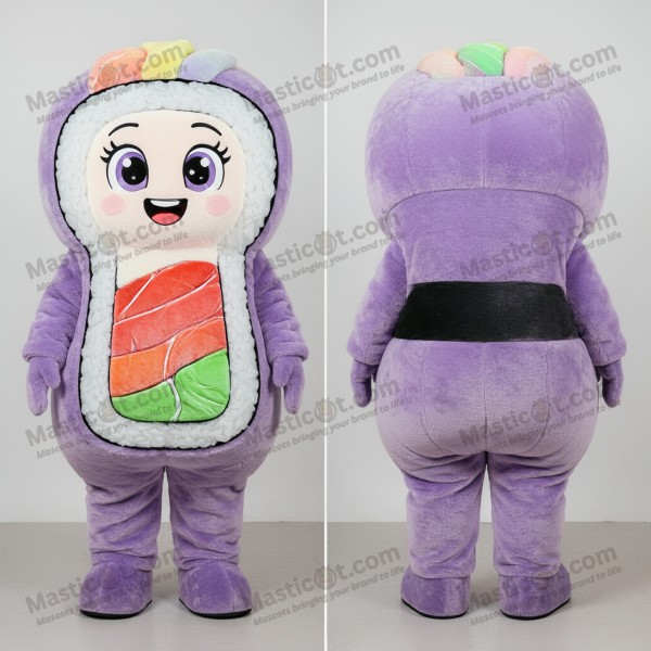 Lavendelfarget sushi-maskot i plysj - Masticot.com