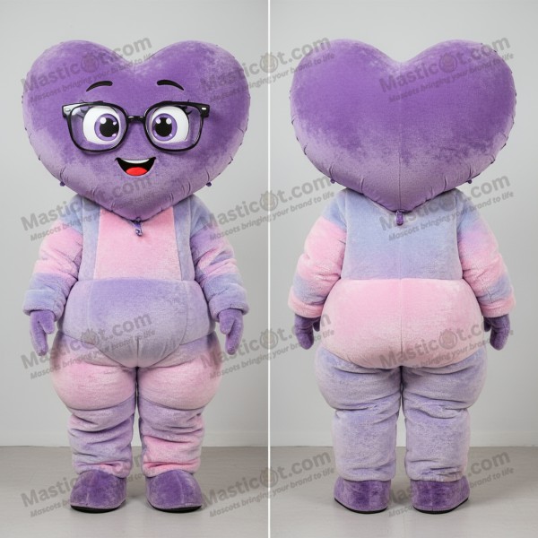 Fialové srdce z balónků – kostým maskota - Masticot.com