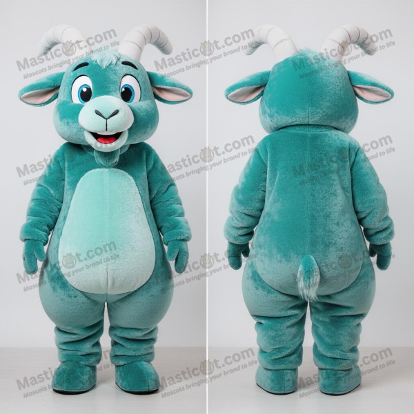 Teal plush goat mascot - Masticot.com