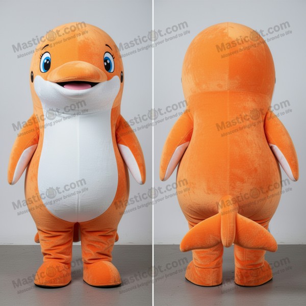 Mascotă balenă albă cu nuanță ruginie, rotundă -