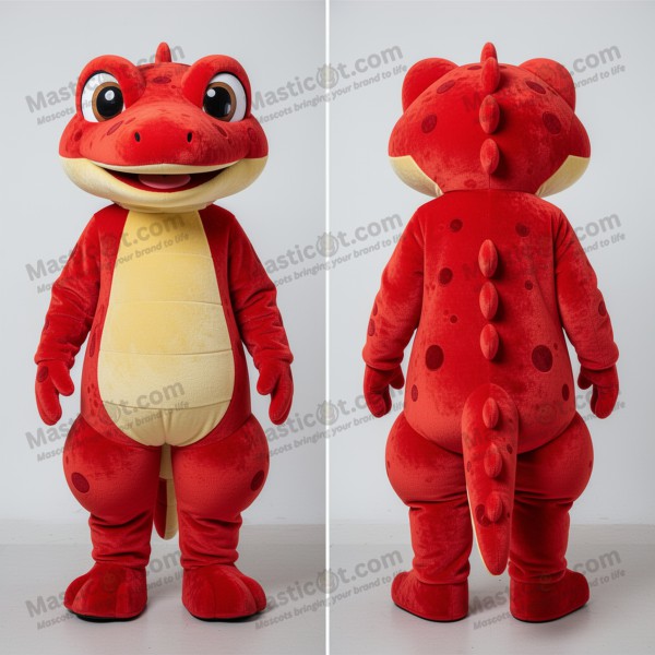 Velvety crimson ball gown geckos mascot - Masticot.com