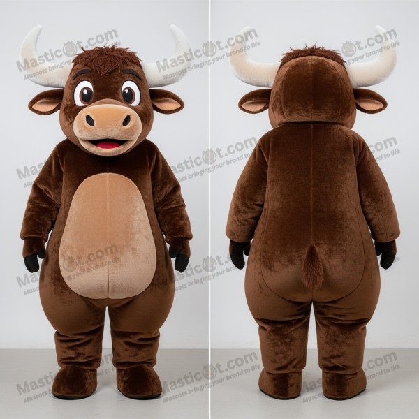 Deep brown cuddly yak mascot - Masticot.com