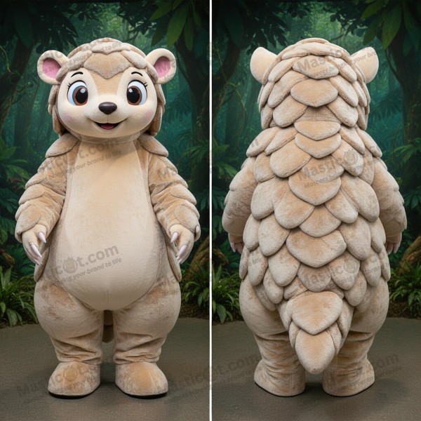 Beige rounded contours pangolin mascot - Masticot.com