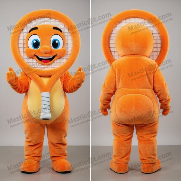Orange friendly tennis racket mascot - Masticot.com