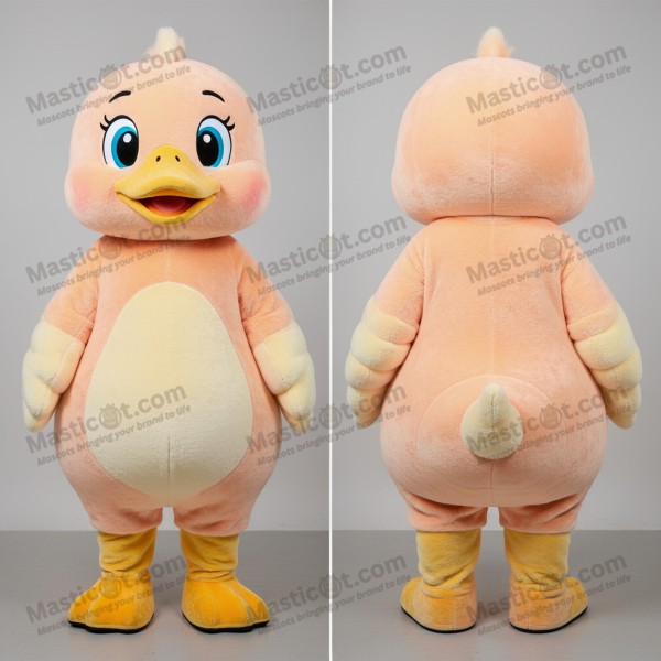 Peach colored friendly gosling mascot - Masticot.com