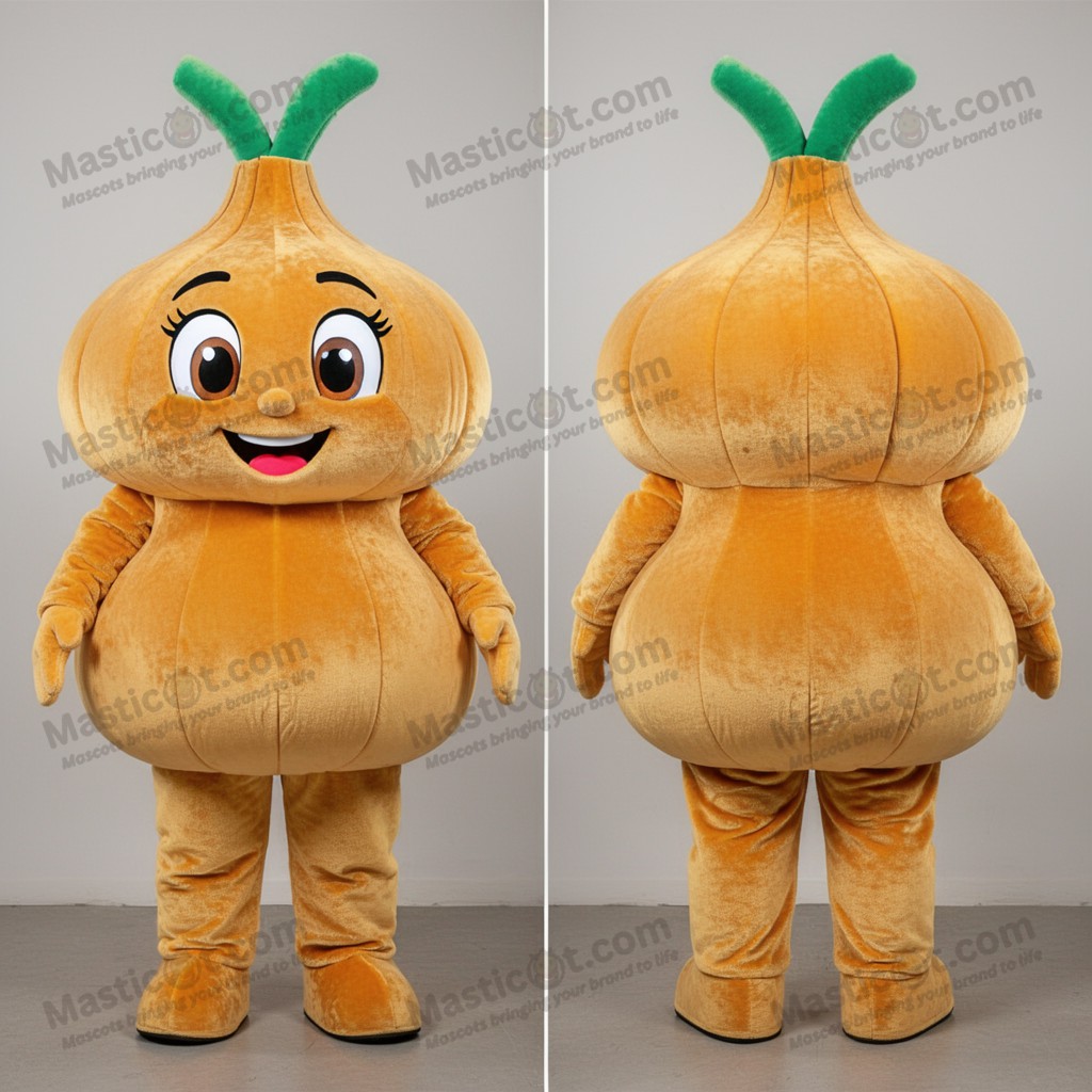 Golden plush rounded onion mascot - Masticot.com