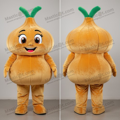 Golden plush rounded onion mascot - Masticot.com
