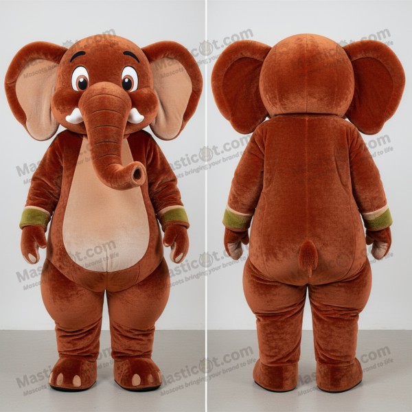 Rust orange wide eyed elephant mascot - Masticot.com
