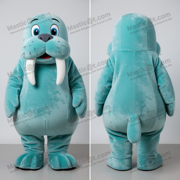 Mascota de morsa aterciopelada turquesa - Masticot.com