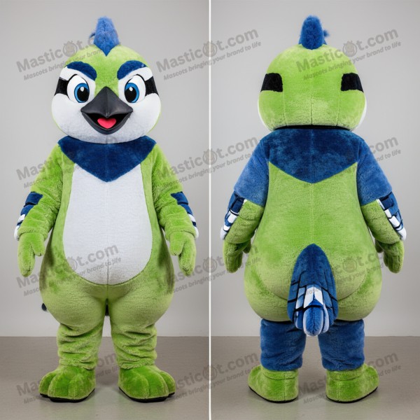 Limegrønn tegneserie blåmeise maskot - Masticot.com