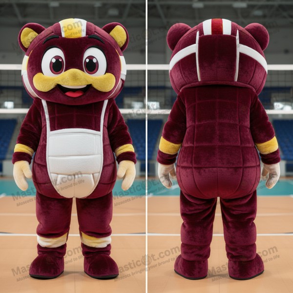 Maroon velvety volleyball net mascot - Masticot.com
