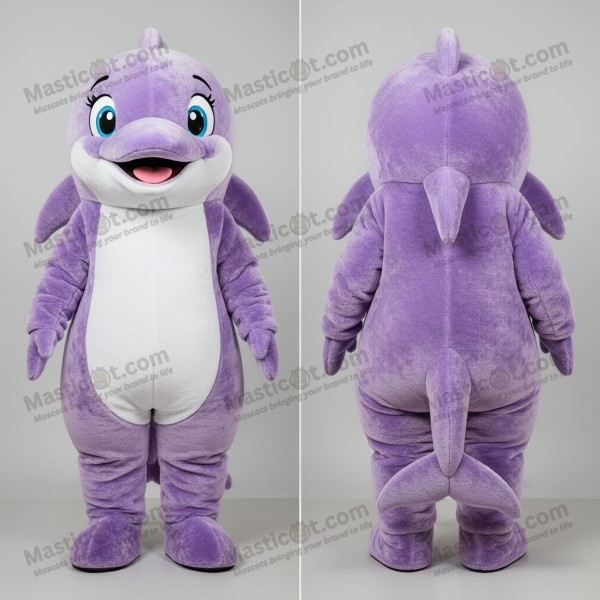 Lavender rounded dolphin mascot - Masticot.com