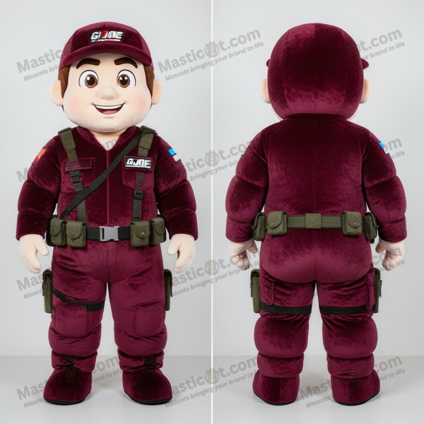 Maroen GI Joe mascotte met brede schouders - Masticot.com