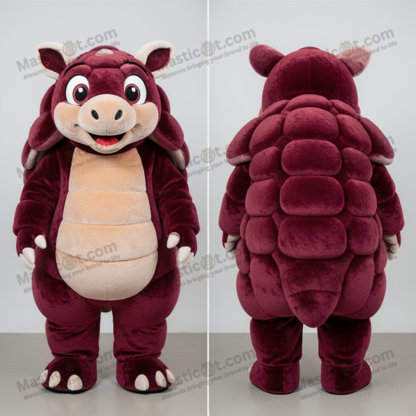 Maroon pleated glyptodon mascot - Masticot.com