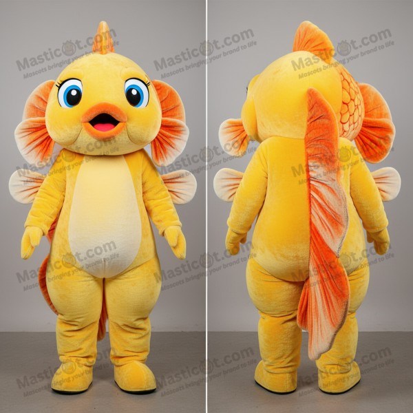 Yellow sleek fin betta fish mascot - Masticot.com
