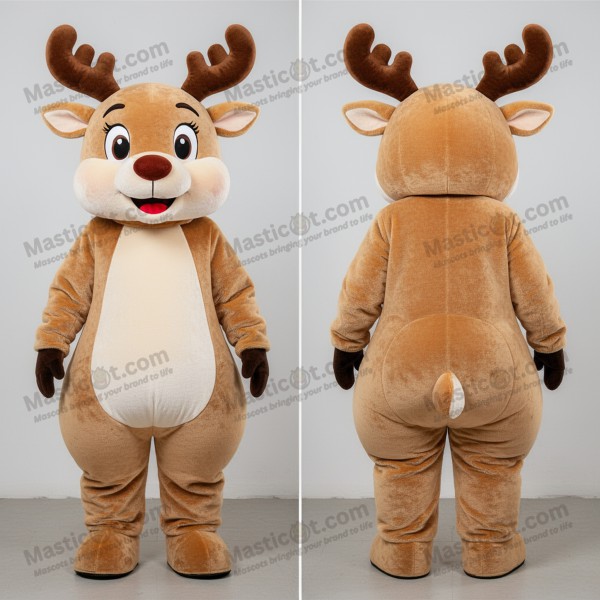 Mascota de reno aterciopelada color canela - Masticot.com
